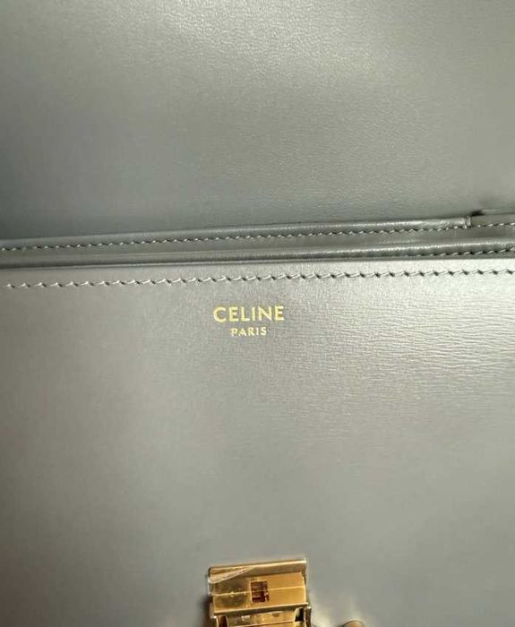 Geantă Celine Triomphe Gri, Piele netedă