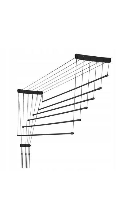 Uscator de rufe de tavan, KADAX, Otel, 100 x 52 x 300 cm, 12 kg, Negru