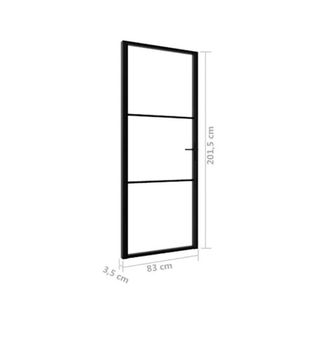 Uşă de interior, negru, 83x201,5 cm, sticlă ESG şi aluminiu