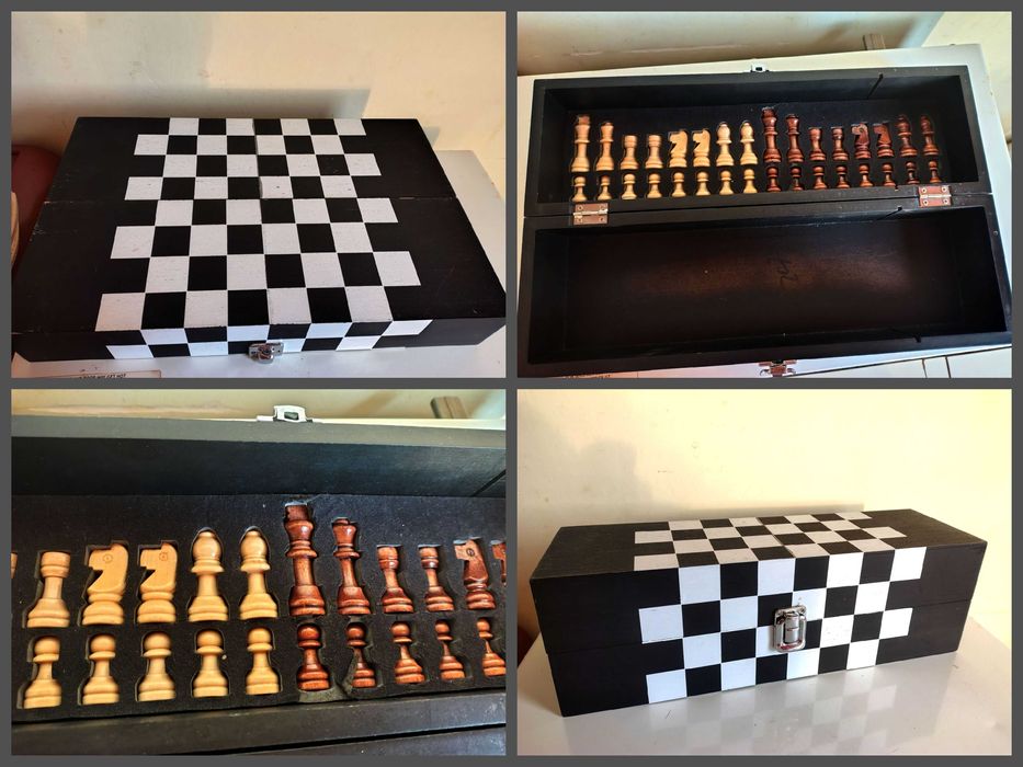 Стар Колекционерски Дървен Шах Кутия За Вино