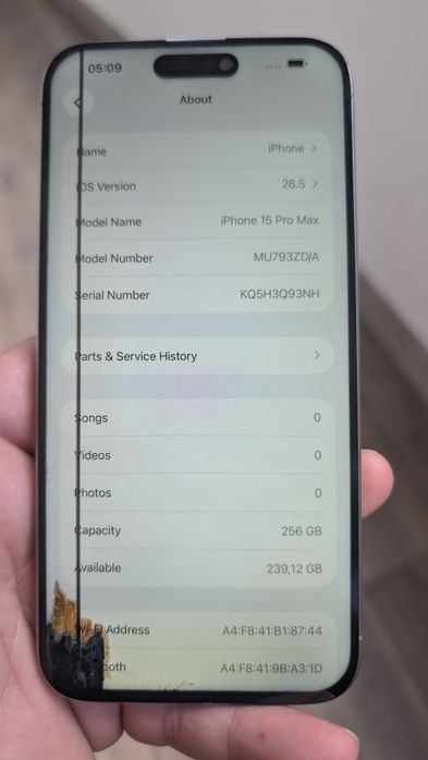 iPhone 15 pro max 256 GB Grey  display spart