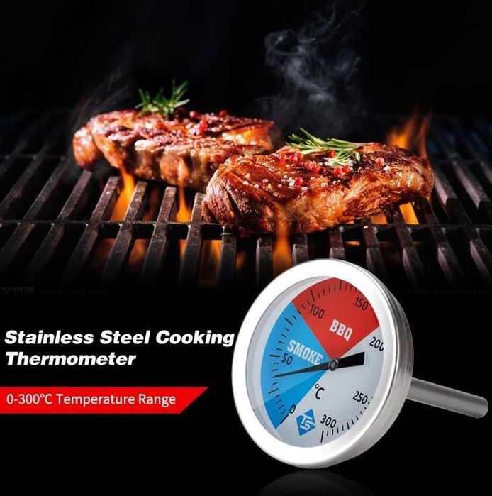 Termometru inox gratar afumatoare cuptor barbeque boiler fum 0 - 300gC