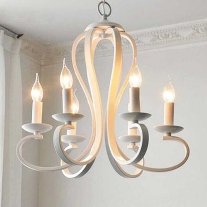 Античен полилеи, висяща със свещ, винтидж, желязна, френски селски