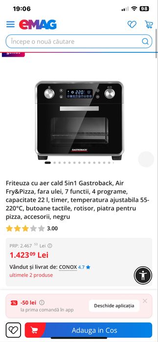 Friteuza cu aer cald 5in1 Gastroback, Air Fry&Pizza