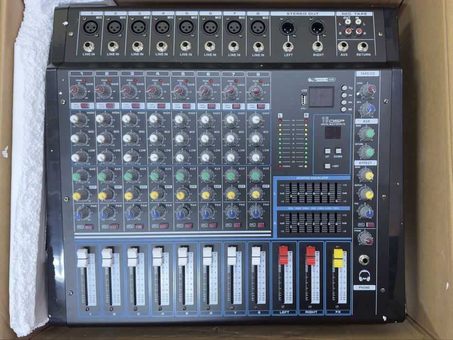 Мишпулт 1600w*2 8 канален USB + Bluetooth