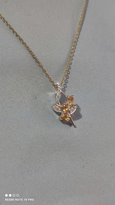 Pandantiv din argint cu citrin si topaz alb