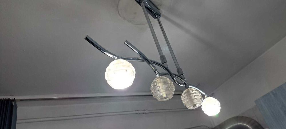 Lustra inox/sticla cu 4 si 5 becuri