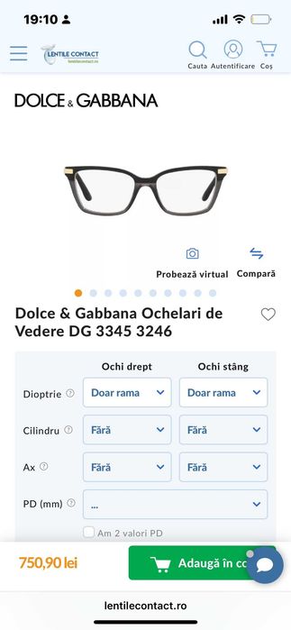 rame de ochlari Dolce Gabbana noi, originali