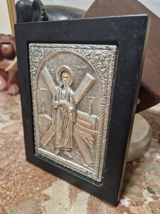 Прекрасна антикварна сребърна икона със сертификат
