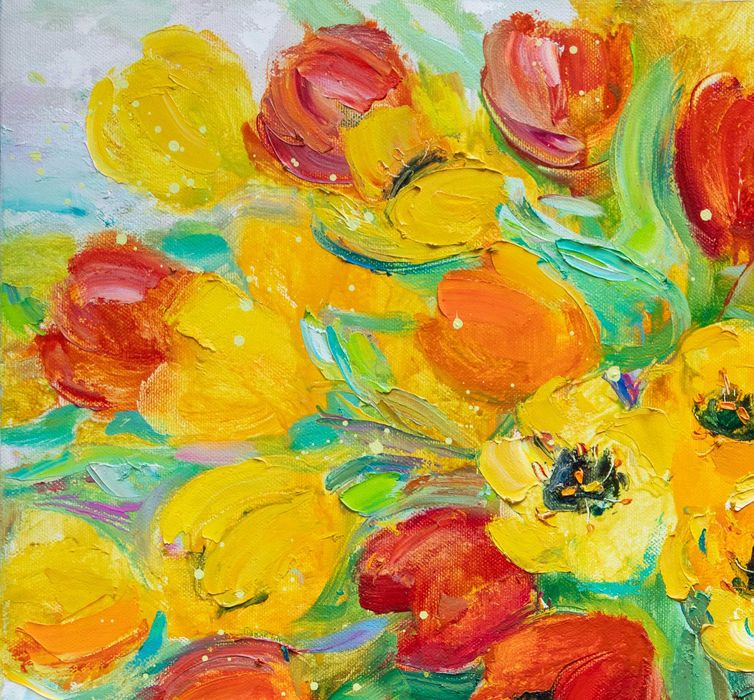 Картина "Желтые тюльпаны". Холст, масло. 75х85см