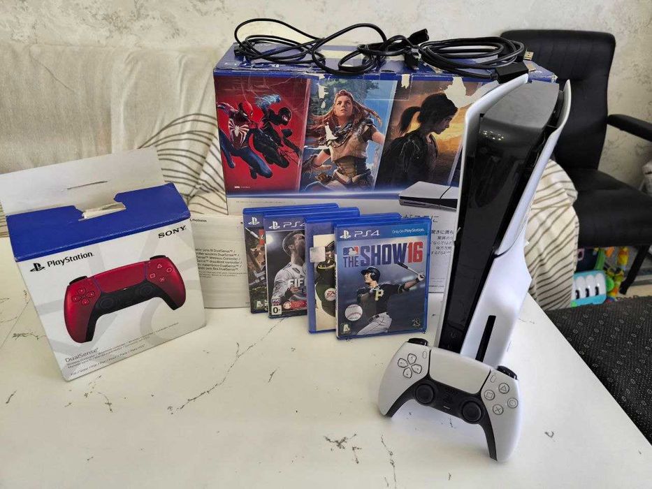 Playstation 5 Slim дисководом 1tb в идеальный 2 джойстк топ игры 4диск