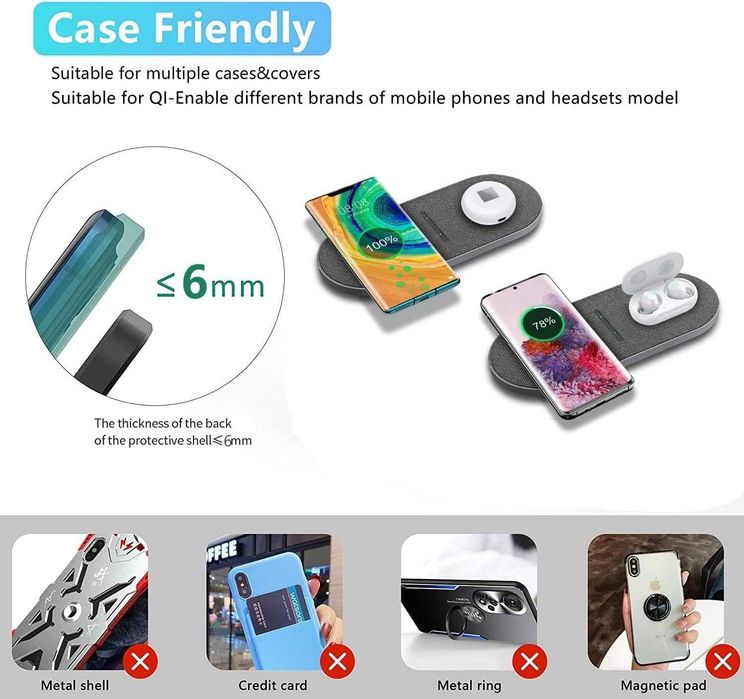 Incarcator wireless dublu 40W fast charge telefon + casti