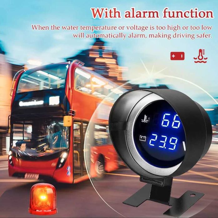Ceas indicator temperatura tensiune atv barca auto moto tractor 12/24V