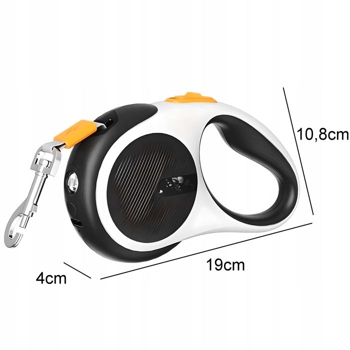 5м Автоматичен Повод за Куче с Вграден LED Фенер, USB, 5м до 30кг