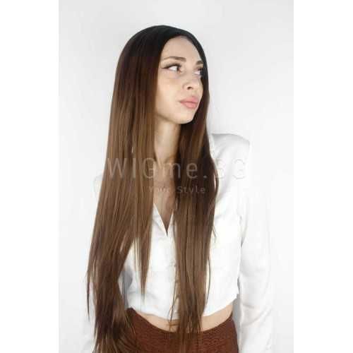 Дълга кестенява перука с черни корени Сидни