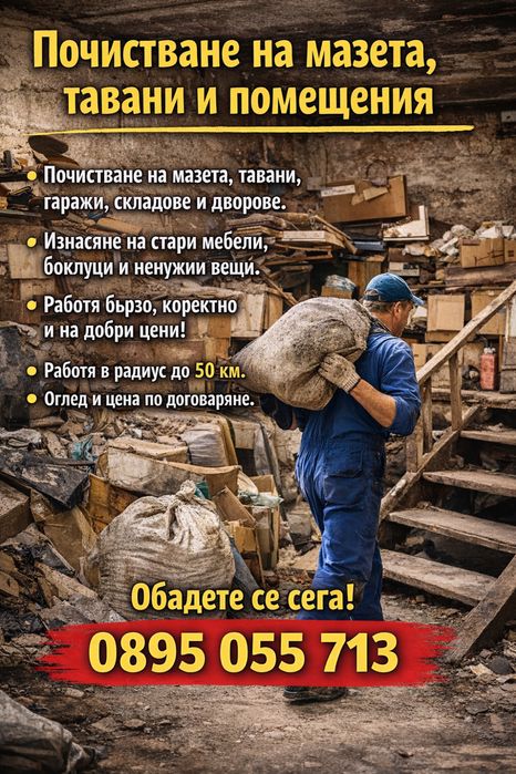 Почистване на Мазета Таеани и Други Помещения