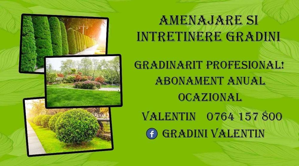 Amenajare grădini, toaletare pomi, scarificare-insamantare gazon!