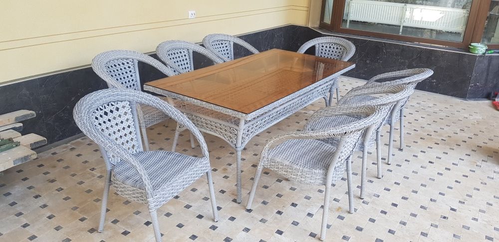 Rotang Рoтанг стол стул 8/1 Hovli boģlar va dacha uchun Столи 8 стул