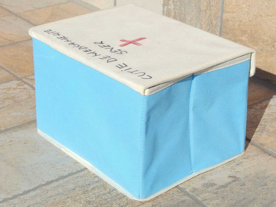 Cutie utilitara depozitare din carton acoperit cu panza textila