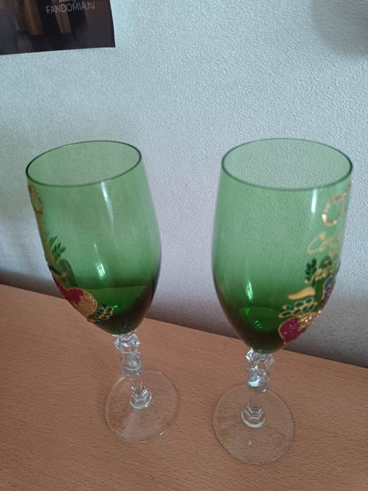 Винтажные свадебные бокалы, пара.