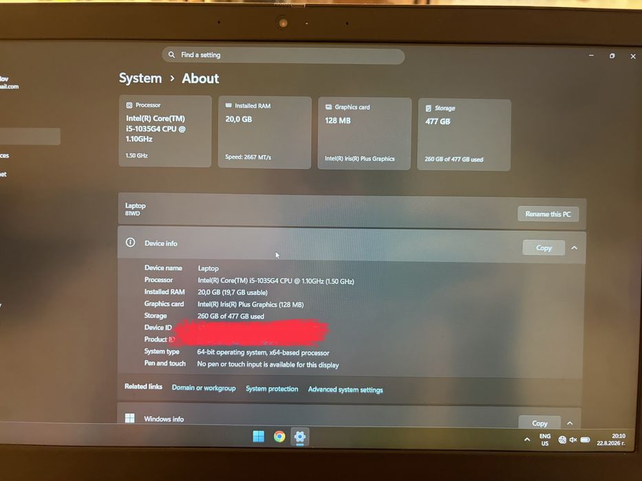 Lenovo IdeaPad 3 15IIL05 | Intel i5 | 20 GB RAM | 512 GB SSD | Windows 11 Pro + Office
