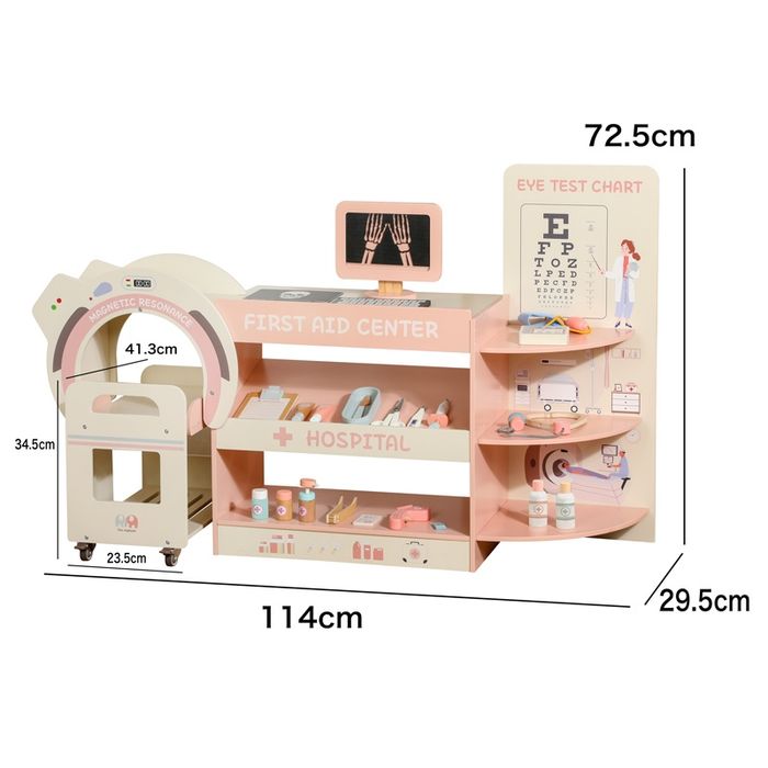 Деревянное игровой набор с медицинской тележкой