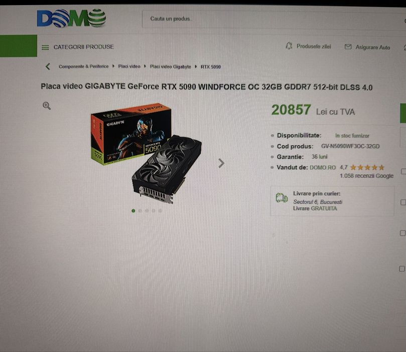 RTX 5090 32gb Gigabyte OC garantie 3 ani eMag