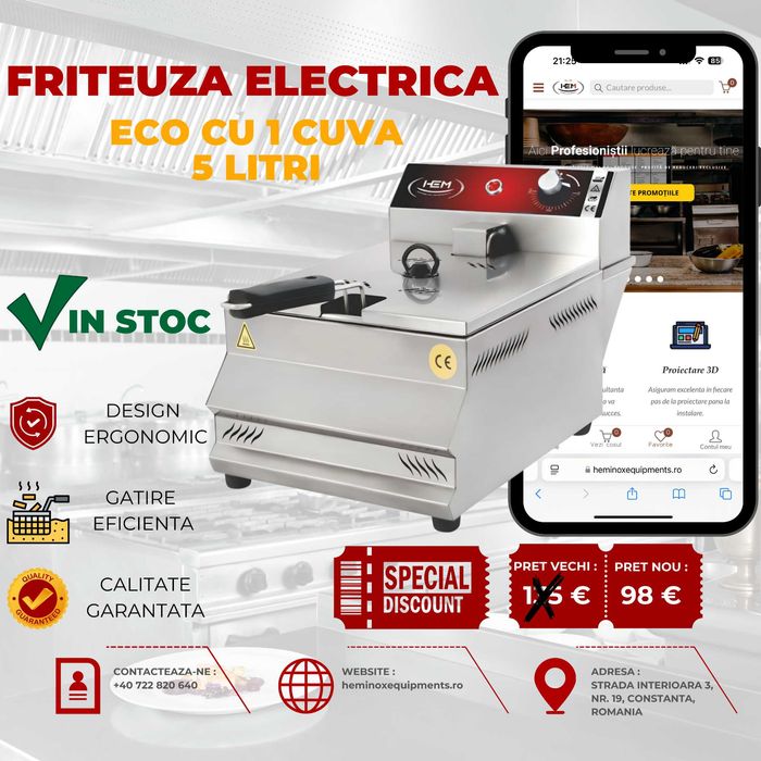 Friteuza Inox Electrica 3L- 3+3L- 5L-5+5 L- 8L -8+8 L Preturi Reale