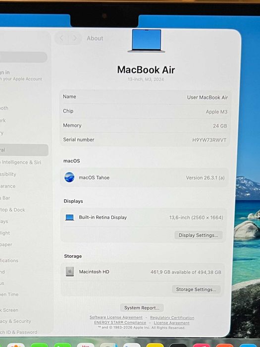 MacBook Air 13” M3 Лаптоп / 24GB RAM / 512GB SSD / Space Gray