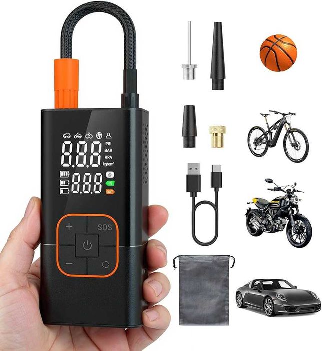 Безжичен преносим дигитален компресор за гуми 150 PSI 4000 mAh с фенер