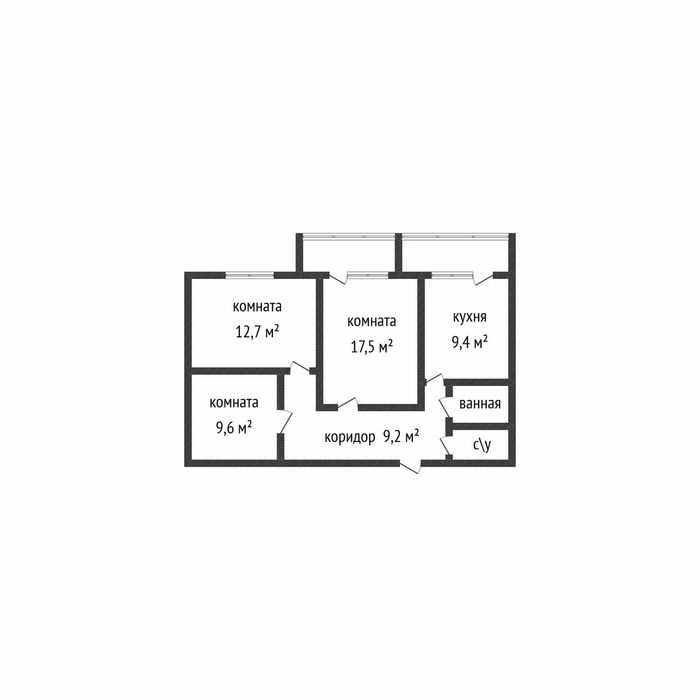 3-х ком Береке 69.5 м2