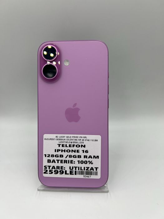 Iphone 16 128Gb / 100% Baterie Garantie # 53467