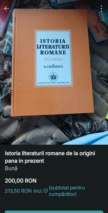 Istoria literaturii romane george calinescu
