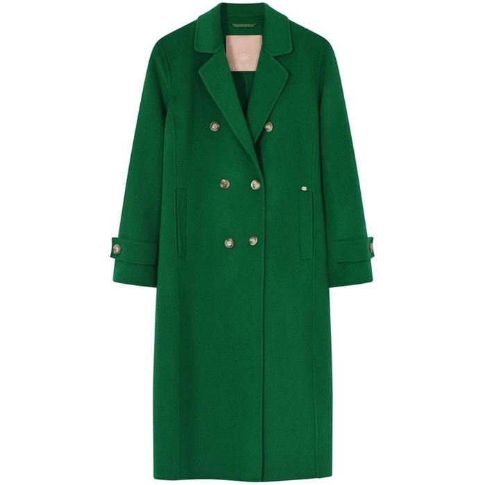 Вълнено преходно палто зелено oversized