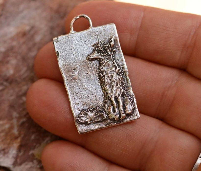 Сребърен медальон 925 лисица – талисман за надежда, скулптурни бижута.