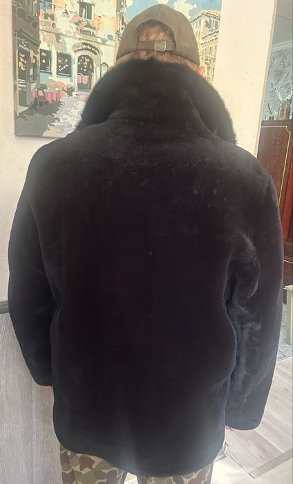 Шуба мутон, воротник норка.