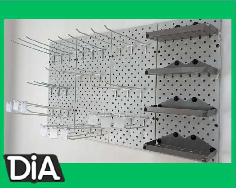 Teshilgan panel, перфопанель, do'konda ilgaklar uchun panel