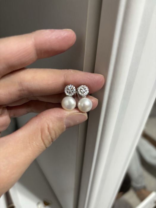 Серьги серебряные с жемчугом