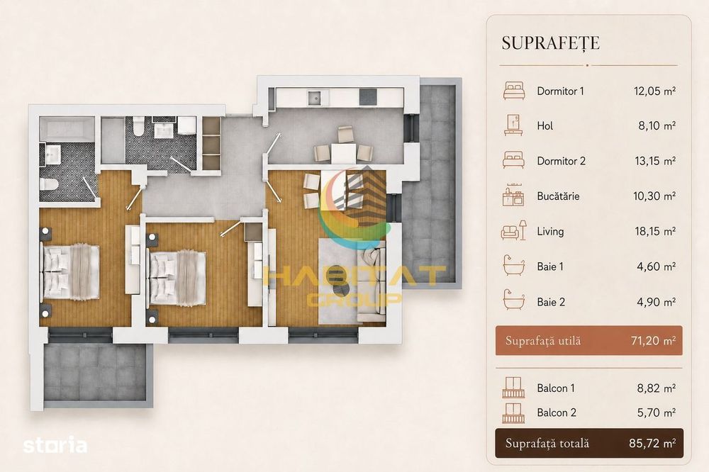 Apartament 3 camere - Parcare bonus
