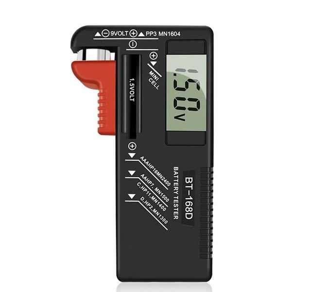Дигитален Тестер за Всички Видове Батерии LCD.Волтметър за AA AAA C D 9V Бутонни LR SR SW CR SR AG,Универсален Уред за Измерване Напрежение на Батерия