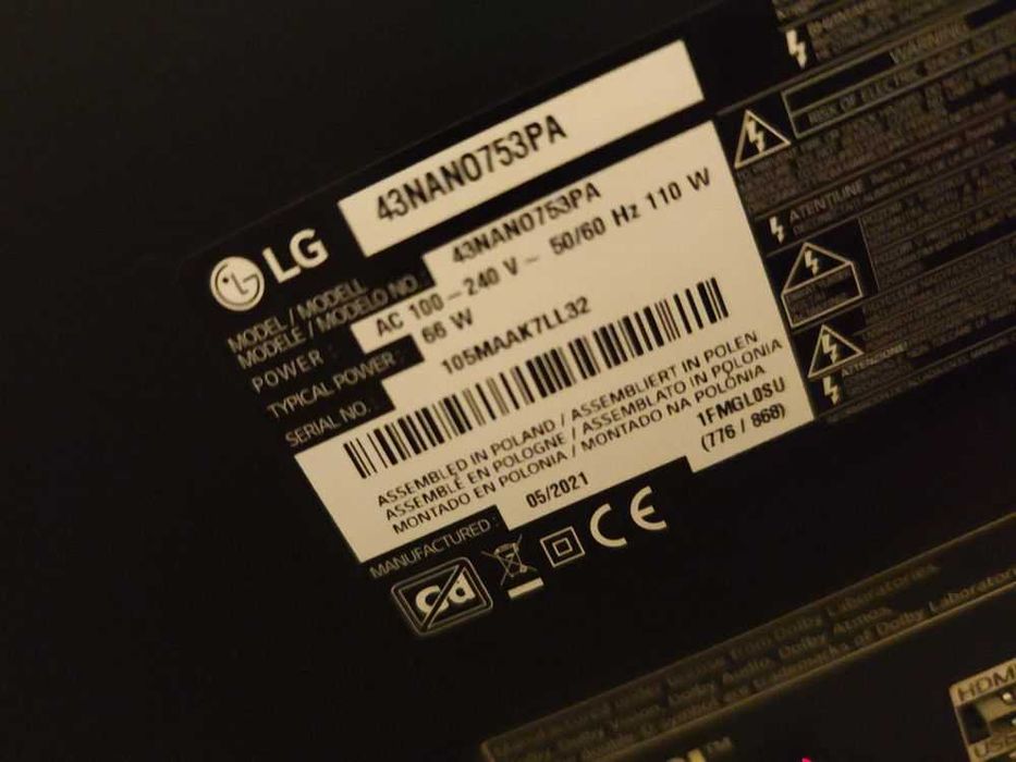 TV Smart 4K LG NanoCell 43 inch model 2021