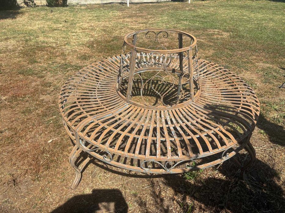 Banca rotunda din fier forjat antichizat pentru gradina
