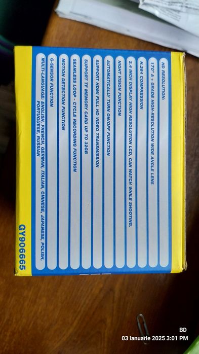 Camera auto HD, Good Year, DVR, GSenzor, HDMI, Senzor de mișcare