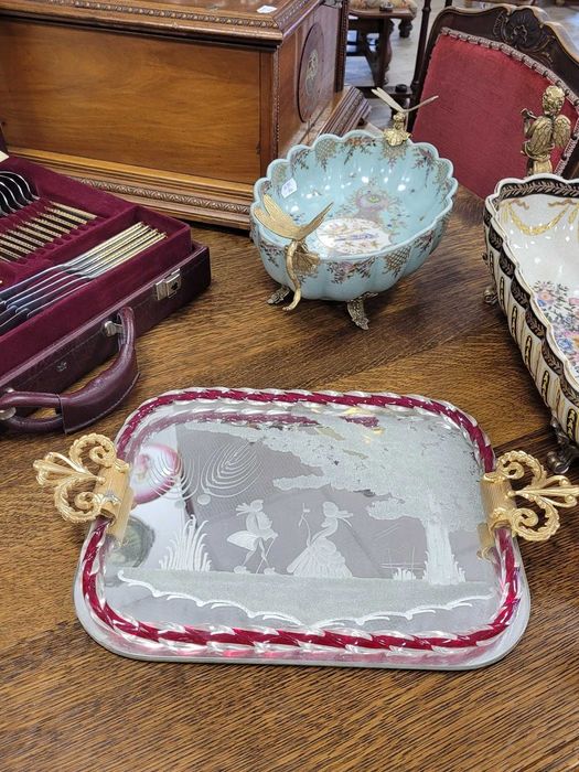 Tavă decorativă vintage autentică Murano,