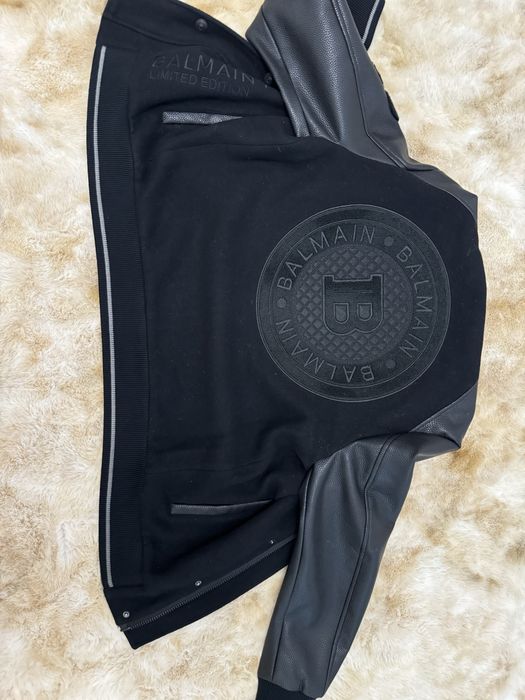 Geacă bomber Balmain piele și lână – mărimea M