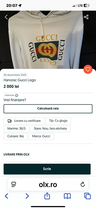 Urgent ! Ultimul preț ‼️Hoodie hanorac Gucci autentic