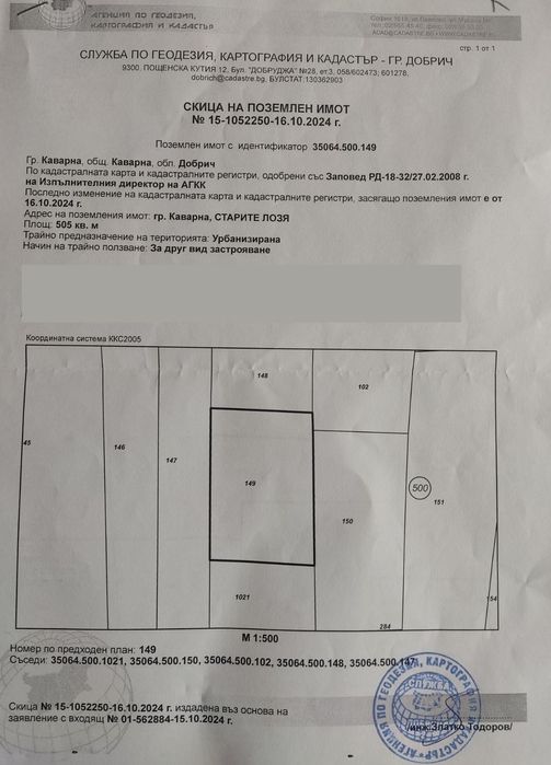 Продава се парцел с площ 760 кв.м. в гр. Каварна