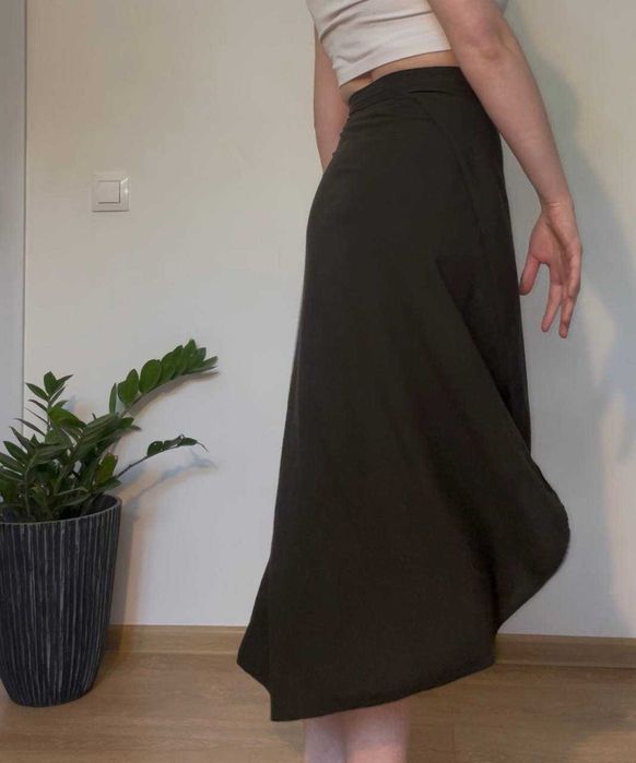 Ленена пола в тъмно-зелен цвят, размер XS-S