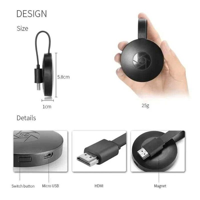 Smart устройство Google Chromecast, за безжично свързване на телевизор