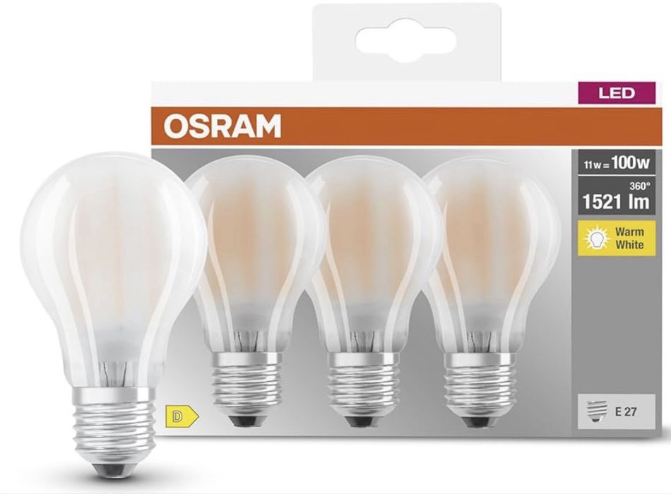 Becuri LED cu filament mat Osram LED Base Classic pt soclu E27 3buc
